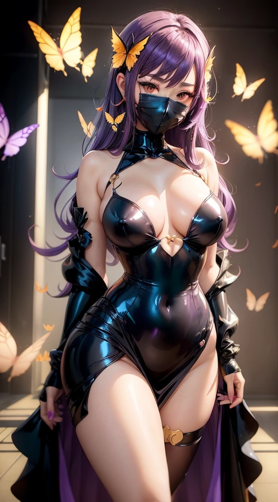 nude shinobu kochou with purple hair and black dress big nude , thick thighs, niplle, sexy pose posing in front of butterflies, beautiful anime art style, anime girl wearing a black dress, anime visual of a cute girl, beautiful anime style, artwork in the style of guweiz, beautiful anime girl, ross tran style, high quality anime artstyle, ”beautiful anime woman, anime moe artstyle, (anime girl)