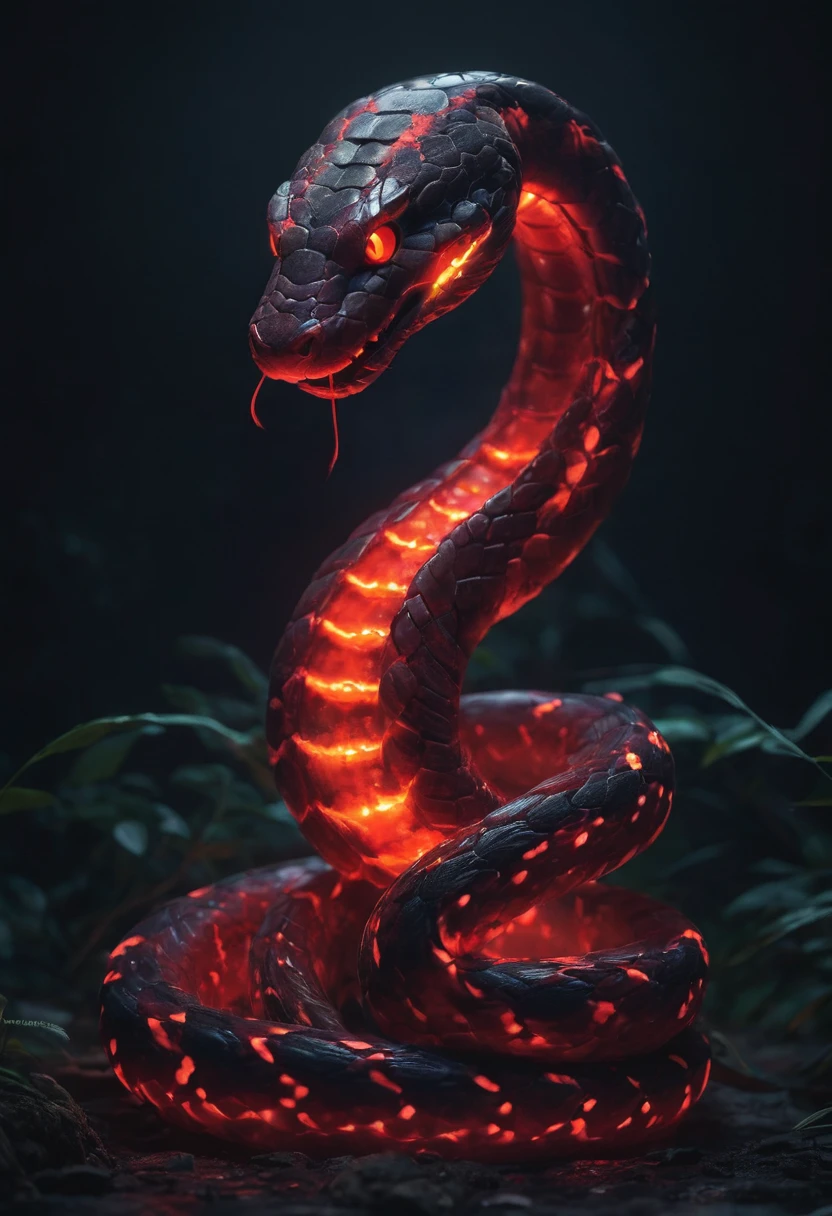 Red glowing snake、Wearing a red light