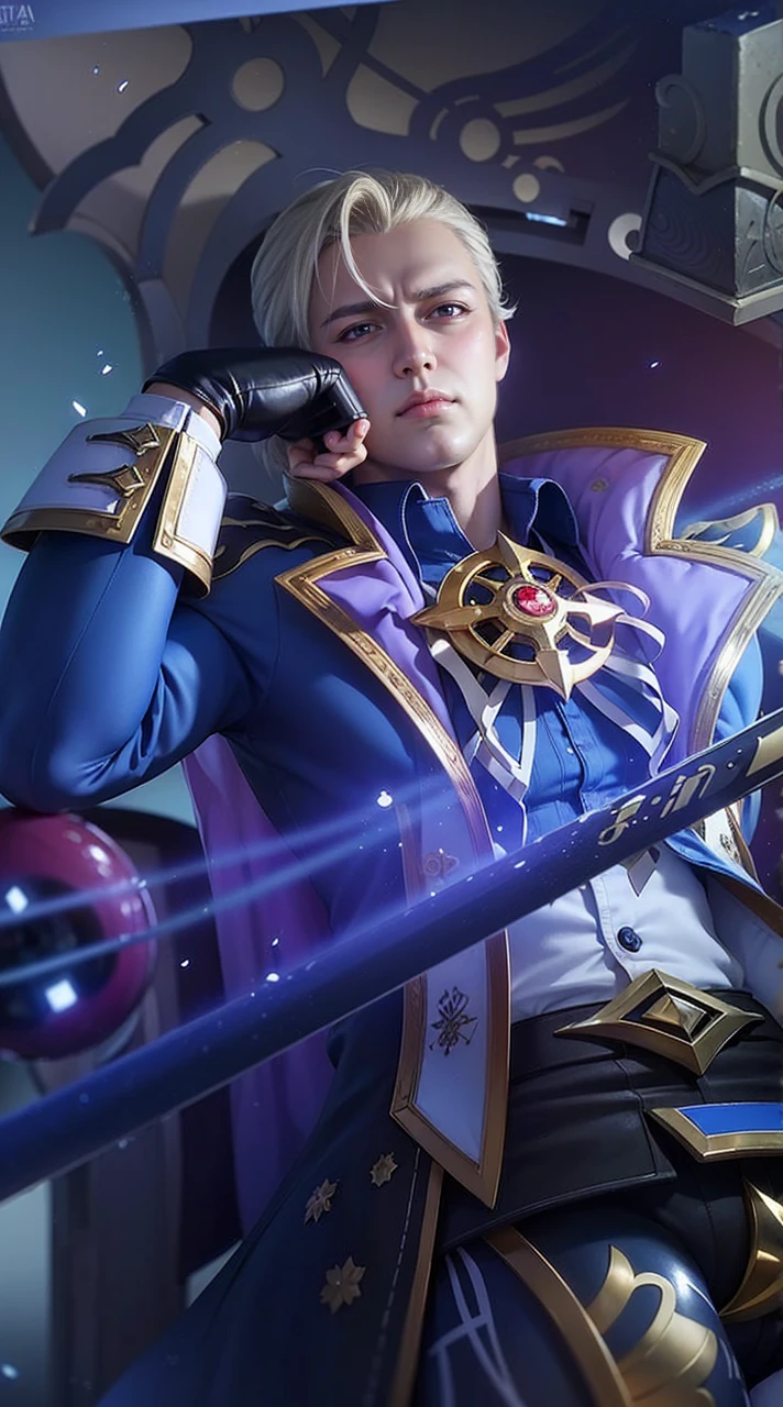 masculine male, masterpiece, ((perfect eyes)) best quality, (semirealism:1.9), beautiful lighting, (extremely detailed CG unity 4k fhd wallpaper), High Detail, Sharp focus, dramatic outdoors, there is a man that is playing tennis in the rain, ezreal (league of legends, heise jinyao, kda, tane skin, splash art, ashe, fanart, artgerm jsc, range murata and artgerm, riven, mobile legends, sakimichan, inspired by Li Shida, official splash art