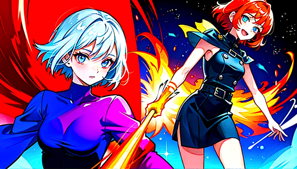 Fire-like short-haired woman