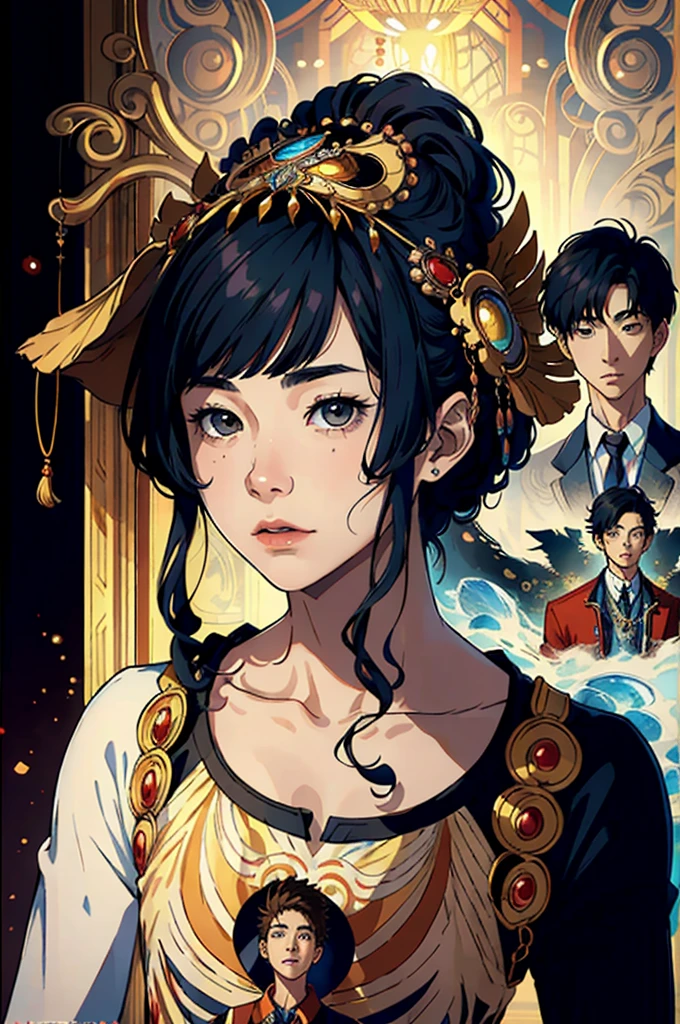 Kdrama, 3 boys in high school, movie poster,(by Artist Carrie Ann Baade:1.3)