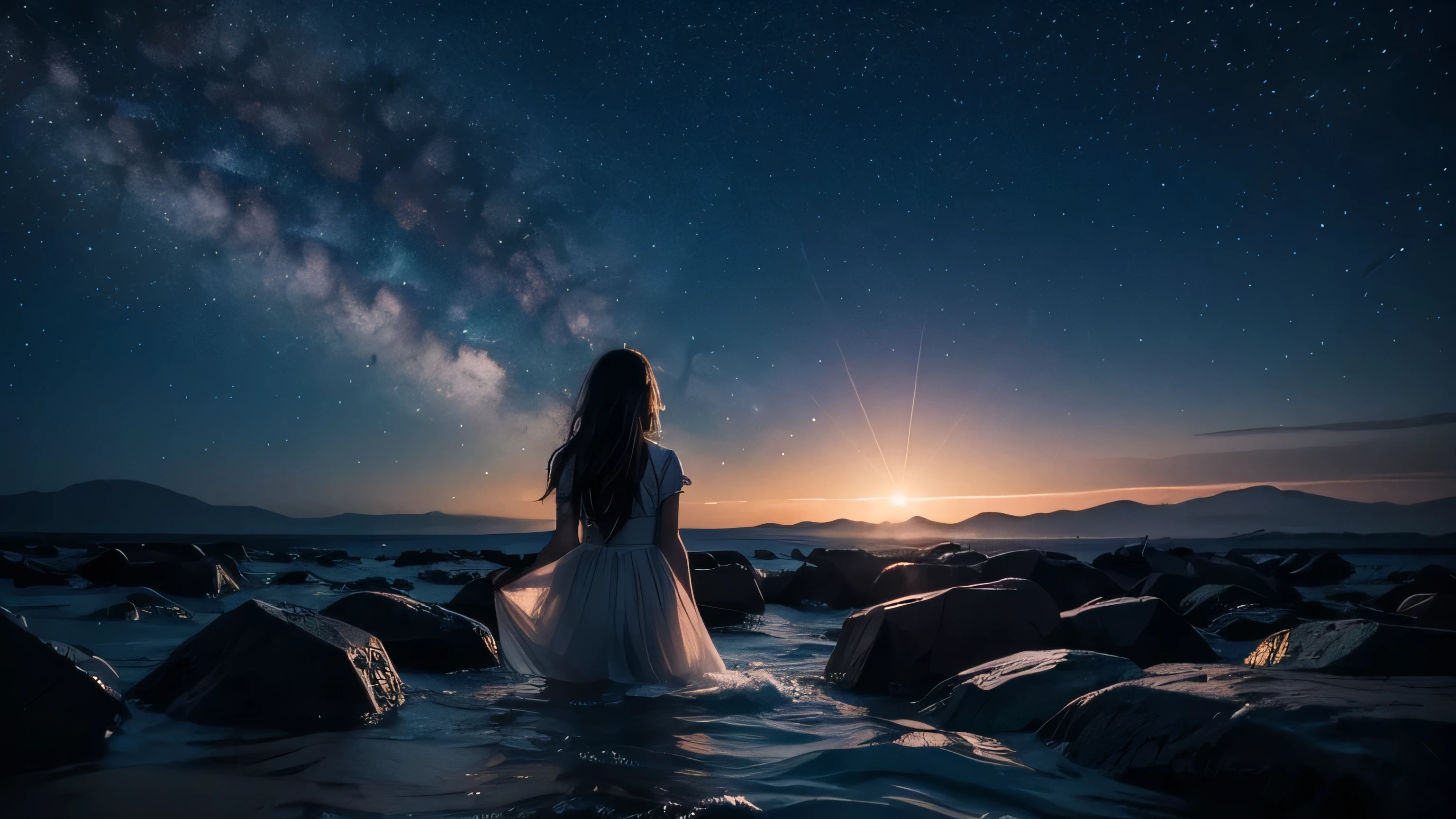 (wallpaper:1.2),constellation、fanciful、Romantic、Light shades、Soft light、Cosmic beauty、Sense of space、Sensation of immersion、Happiness、Deep silence