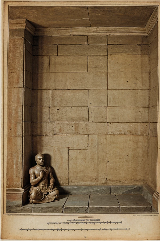 An ancient page on which Chanakya is drawn in one corner