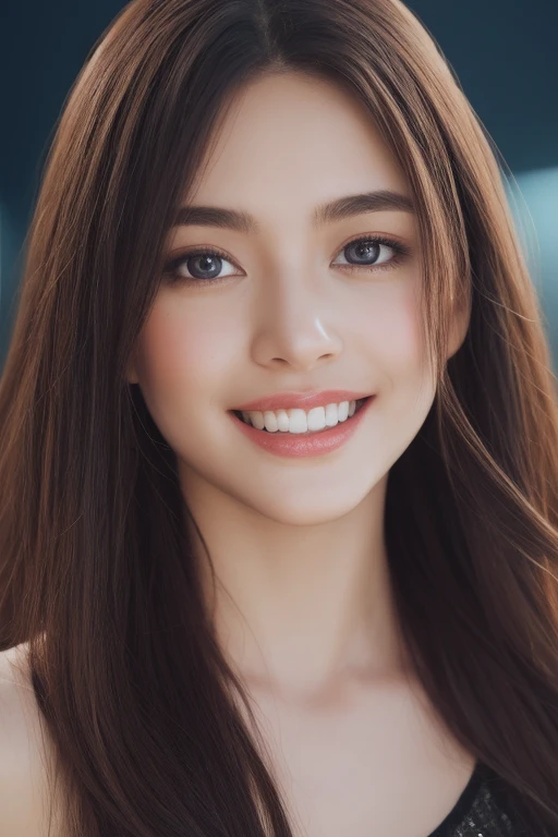 fully body photo、20 year old charming and stunning Brazilian mulatto girl、stright long hair、Detailed spots、Vein、pores(hitornfreckles:0.8)、Brown color of the skin、Beautiful face、a smile(White lace lingerie:0.5)、Very detailed bright dark blue eyes(looking in camera)、Spectacular lighting、Digital SLR、ultra-quality、sharp focus、sharp、DOF、film grains、central、fujifilmxt3、crystalline、The symmetrical composition