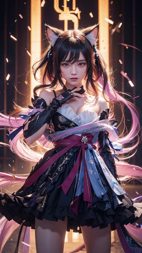 a woman in a dress with long hair and a cat ears, ayaka genshin impact, ayaka game genshin impact, keqing from genshin impact, epic light novel art cover, genshin impact character, zhongli from genshin impact, genshin, epic light novel cover art, best 4k konachan wallpaper, detailed key art