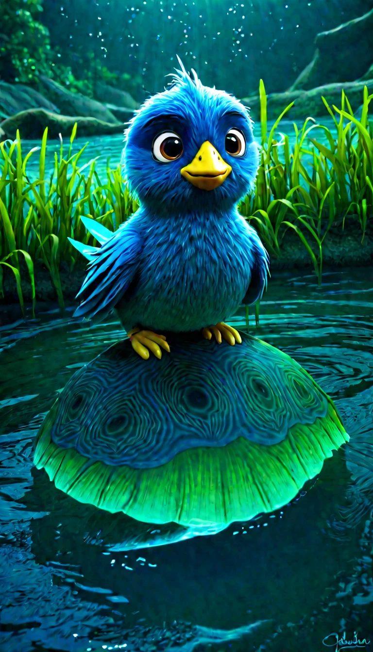 There is a creature at the bottom of the river，Bird&#39;s head，The body of a turtle and the tail of a snake，Mysterious Creatures, shrike, (best quality，4K，8K，High level，masterpiece：1.2），Ultra Detailed，（lifelike，Photo real，Photo real：1.37），Highly detailed animals，Complex patterns，Realistic lighting，Fantasy Creatures