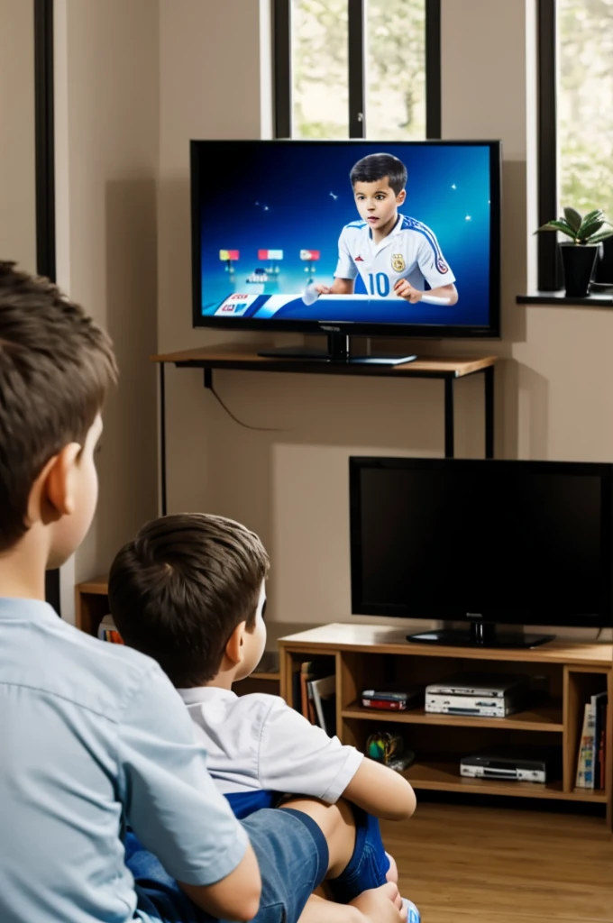 Igos children playing FIFA sitting in front of the television