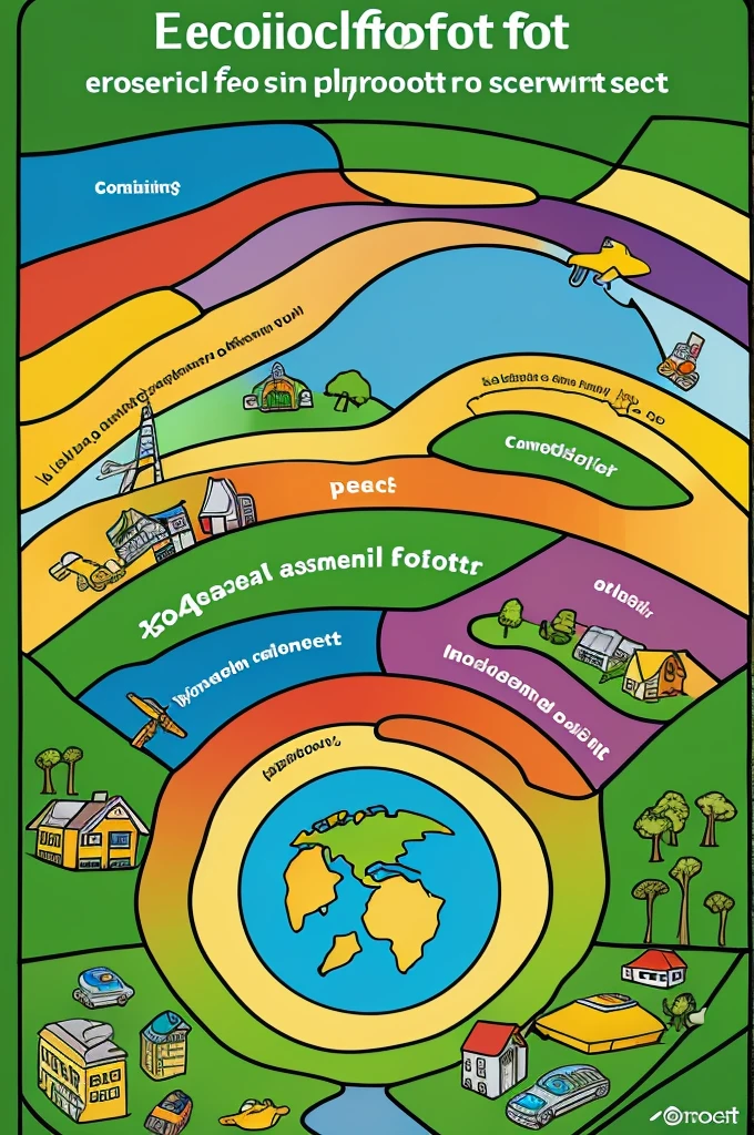 Ecological footprint with cartoons to color 