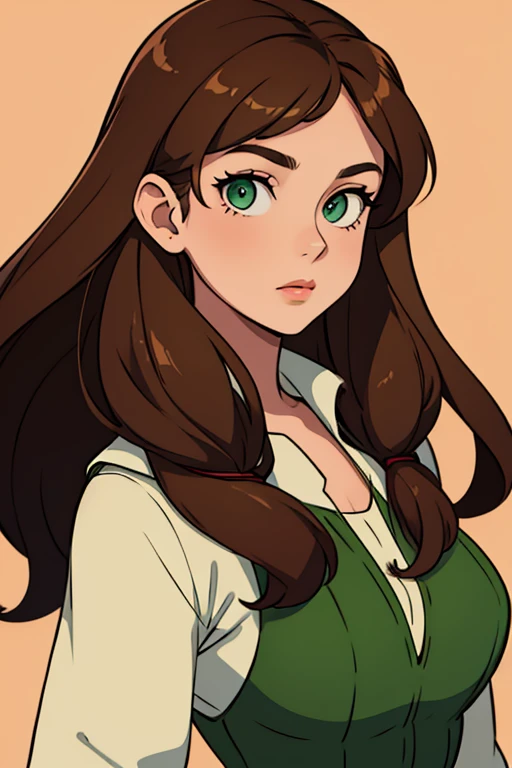 23 year old girl with green eyes and long brown hair