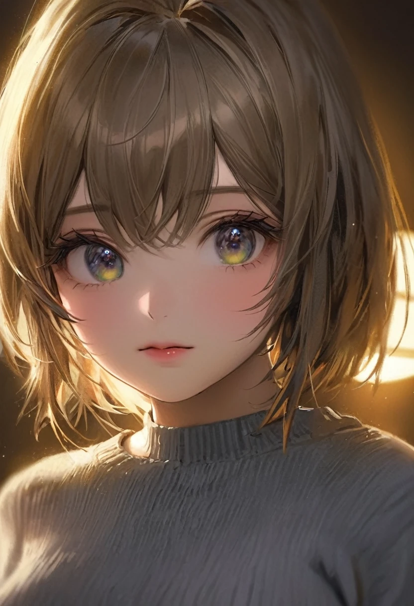 1girl, detailed portrait, high quality, masterpiece, beautiful young woman, wearing knit sweater and miniskirt, flirtingly lifting her skirt to show panties, delicate facial features, detailed eyes, long eyelashes, beautiful lips, gorgeous, elegant, vibrant colors, natural lighting, photorealistic, highly detailed, cinematic, 8k, hyperrealistic, 3d, intricate, sharp focus, chiaroscuro lighting, oil painting, studio lighting,nsfw, (breast squeeze:1.3)