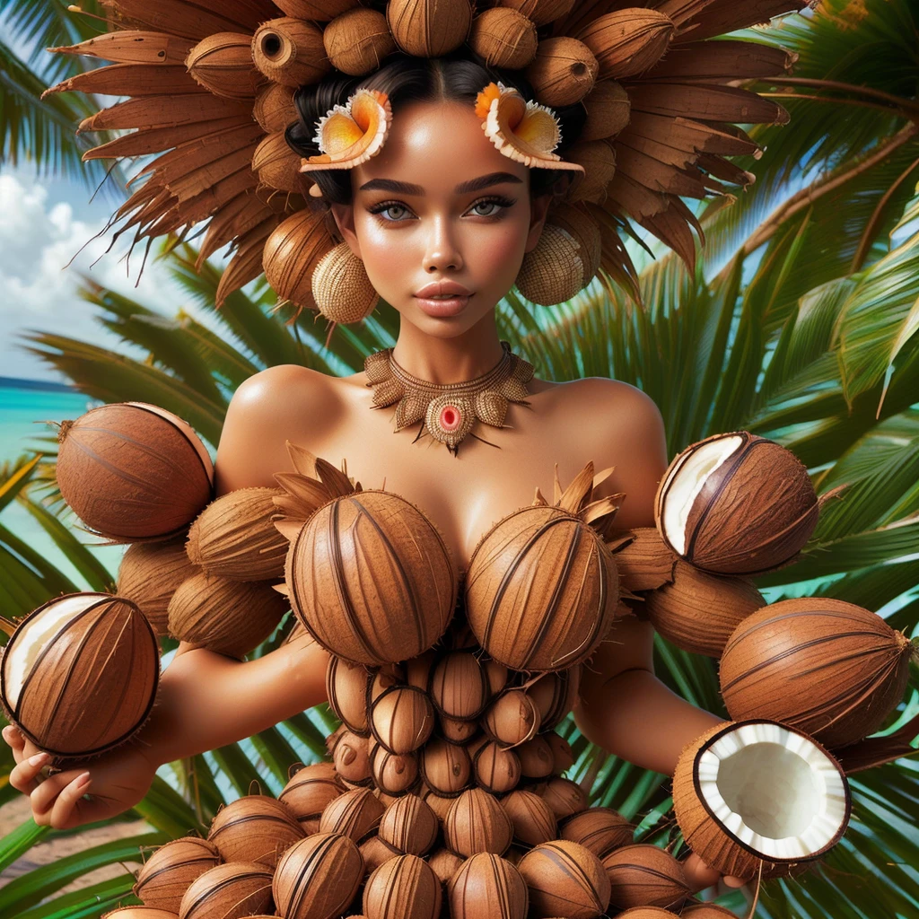 ((Masterpiece, best quality,edgQuality,bimbo,glossy)),
edgcononuts, woman wearing a tropical dress made of coconuts ,wearing edgcononuts
 