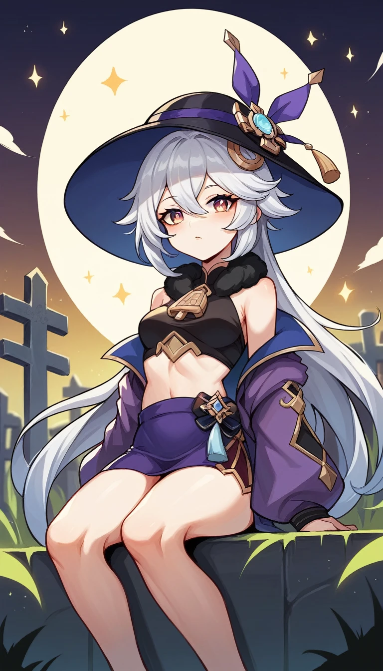 深夜の東京の公園のベンチでグラビアポーズをしているnakedのOL、She has a grey lob and short bob hair and wears a large black witch hat with sapphire jewelry.、A few star creams、Beautiful starry sky、Beautiful night view、large and black witch's hat 、Small breasts、Small breasts、全naked、naked、Masturbation、Masturbation、I can see her breasts, navel, vagina, clitoris and labia majora.、一糸纏わぬnaked体、M-shaped legs、Spreading her pussy with her fingers、Open up、R18 Illustration、I can see her breasts, navel, vagina, clitoris and labia majora.