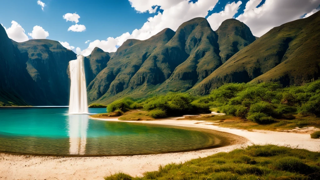 IN FRONT OF A WATER WELL, woman long hair, OUT OF THIS WORLD LANDSCAPE WHITE IVORY TOWERS CXOM GOLD