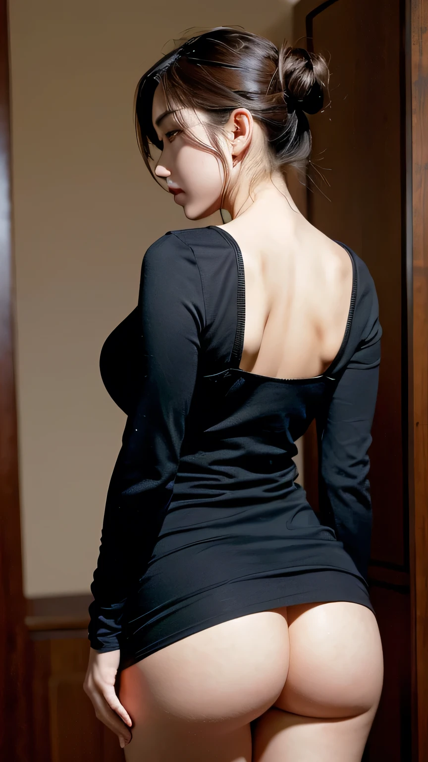 masterpiece, high quality, 32K Full HD, Realistic Face, Realistic Skin ,From the knee up、((Turning her back and sticking her butt out))、 The world'((The most beautiful woman))、Big Breasts、The sexiest body in the world、world'Best ass、((emphasis on big buttocks))、The body that makes you want to have sex the most in the world、((White sexy lingerie、Thong))、The best underwear in the world
