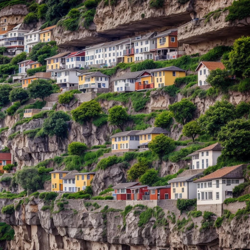 A city of little houses builted in the cliff walls