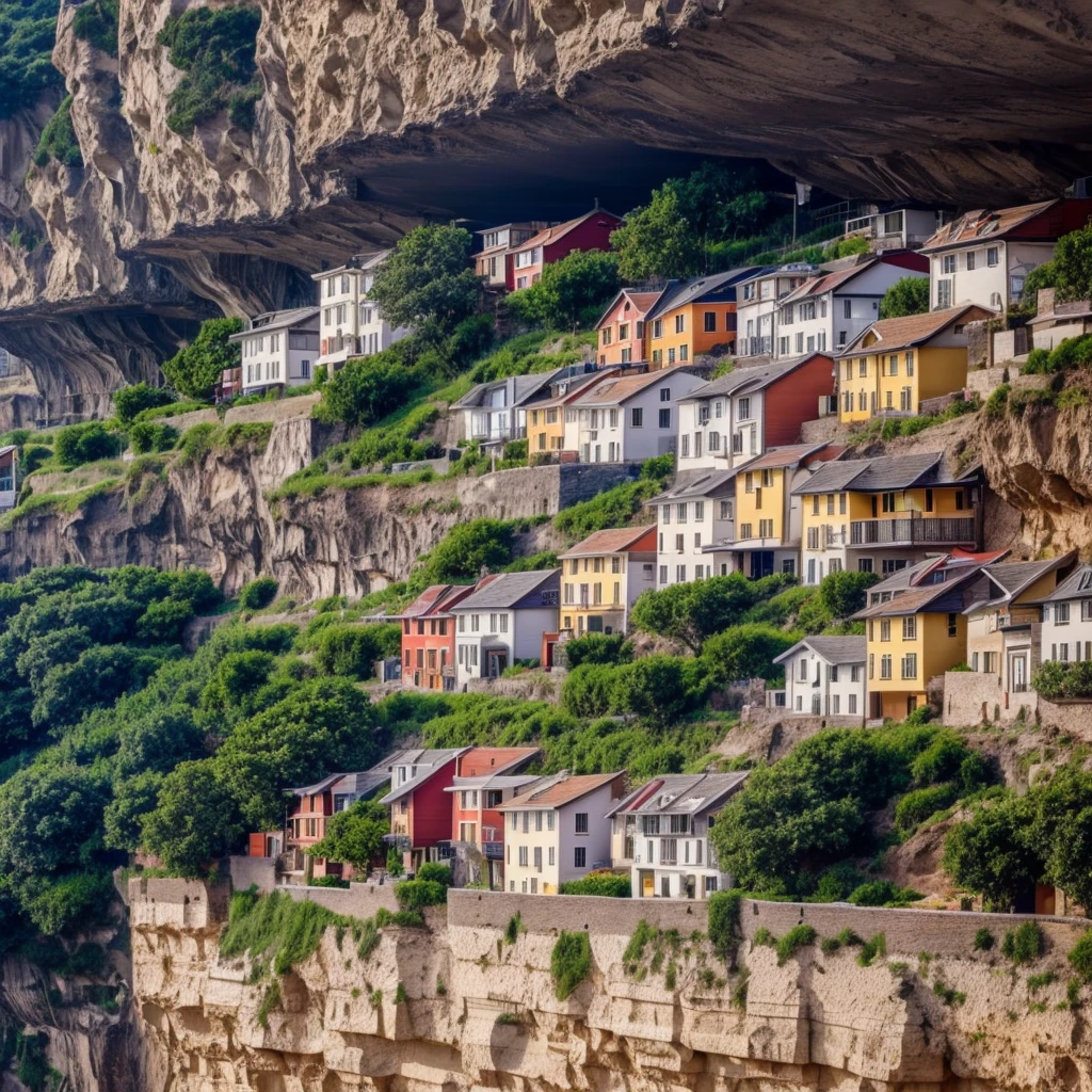 A city of little houses builted in the cliff walls