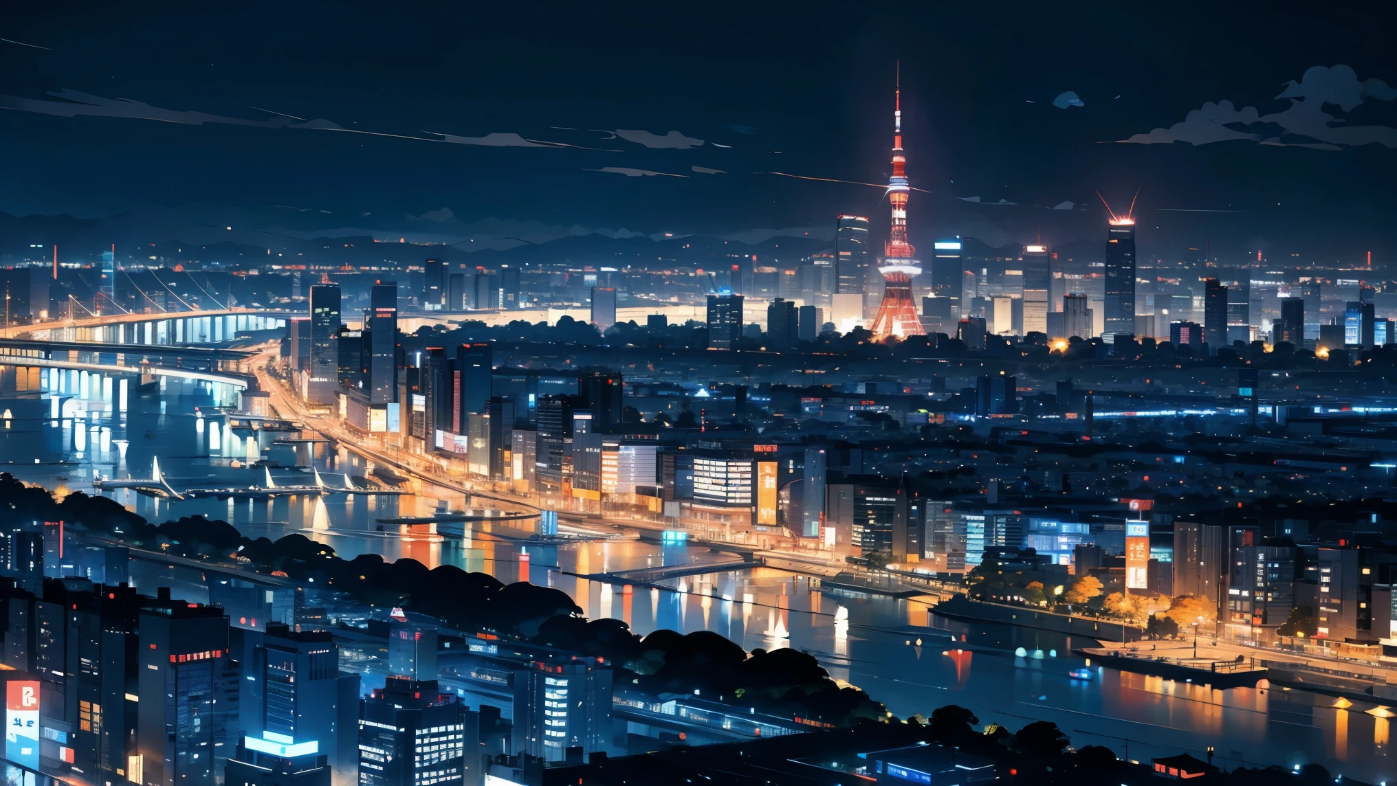 Tokyo night view from a high-rise apartment、