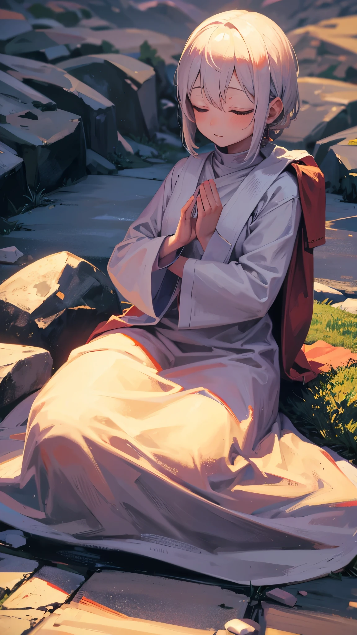 Buddha meditating on the mountain feel relaxed, feel calm