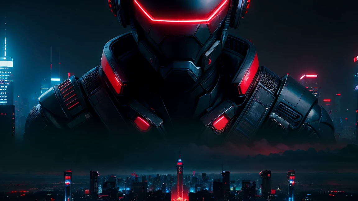 (Tech Black, dystopia:1.2), Overcrowded cities, skyscraper, neon lights blue and red, captivating beauty, masterpiece, highest quality, realistic digital art, detailed background, 8k wallpaper