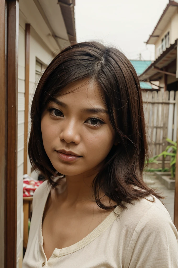 Wajah cantin tersenyum dari indonesia memegang pipi