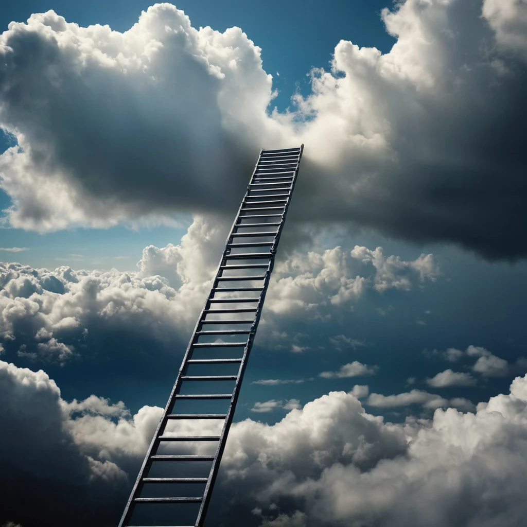 Endless ladder,The ladder disappeared into the clouds.
Fantasy style. Fantasy dream art. mystery.
Surreal,
