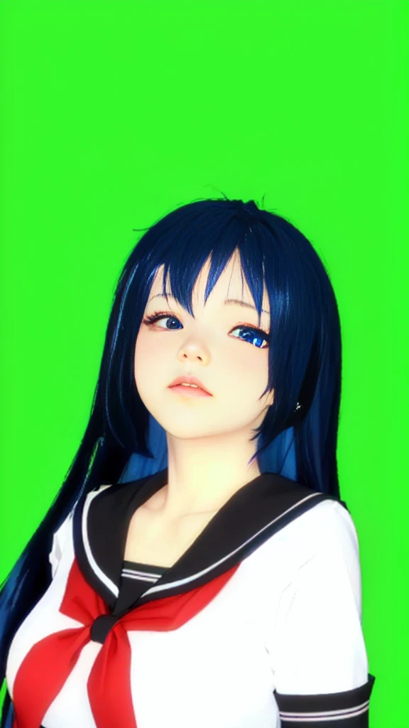 anime girl with blue hair and a red tie on a green background, anime styled 3d, live2d virtual youtuber model, made with anime painter studio, semirealistic anime style, anime stylized, realistic anime 3 d style, render of a cute 3d anime girl, anime realism style, anime moe artstyle, 3d anime girl