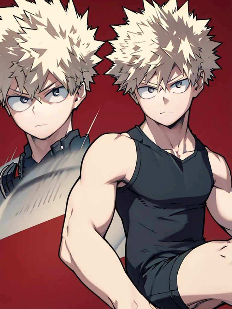 Bakugou Katsuki、cool、Serious expression、Tank top、Gazing at the viewer、Highest quality、masterpiece、Super detailed