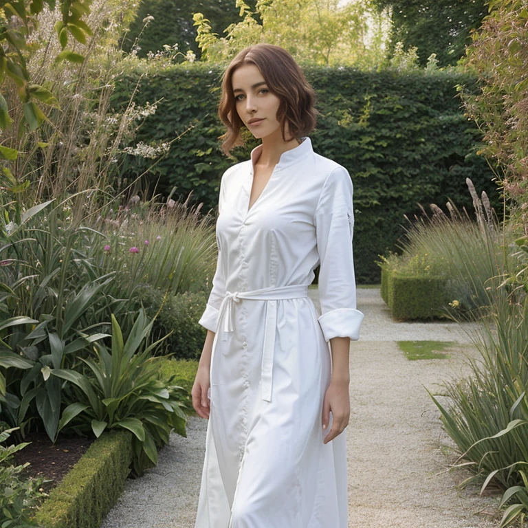 Bel apiculteur maya en robe longue claire, se promener tranquillement dans un jardin, complexe et détaillé, 30 ans, expression innocente, De longs cheveux ondulés, yeux marrons, haute résolution, chef-d&#39;œuvre, meilleure qualité, très détaillé, Netteté, peau texturée, Réaliste skin texture, yeux détaillés, professionnel, 4k, Sourire charmant, capturé sur Canon, 50 millimètres, faible profondeur de champ, Kodak Vision Couleur, tenue traditionnelle superbement ajustée, Extrêmement détaillé, photoRéaliste, Réaliste, Post-traitement, Détails maximum, rugosité, la vraie vie, ultra-Réaliste, photoréalisme, la photographie, 8K UHD