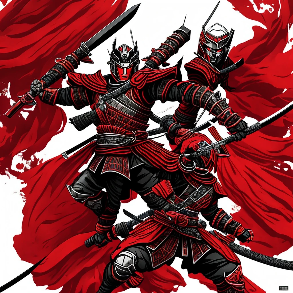 Ronin samurai in red and black armor with a touch of white