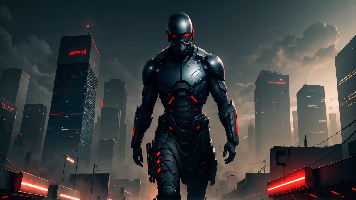 (Tech Black, dystopia:1.2), Overcrowded cities, lights blue and red, captivating beauty, masterpiece, highest quality, realistic digital art, detailed background, 8k wallpaper