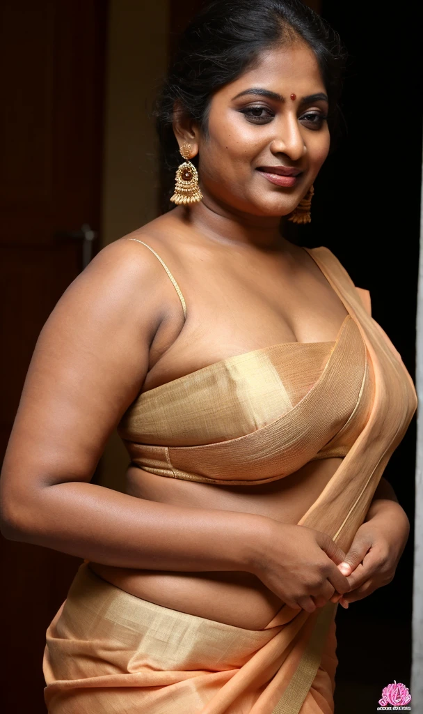 Photographic recreation shoot Inspired from art by mohanan manimala, extremely gorgeous, stunning beauty, thick beauty, best quality, modelshoot, profile photoshoot, mastershot, model photography, retouched, movie stills shoot, modelshoot Inspired by art of mohanan manimala, revealing clothes, her exposed charming figure, appealing physique, pale skin, Beautiful lady, extremely gorgeous woman, mallu traditional wear, party wear, summer party wear, designer saree, sexy woman, wedding wear, hot sleeveless blouse, sexy designer dress, designer blouse, braless, hot wear, spotless skin, designer sari, fashion saree, 40 years old, wearing palla, Indian traditional bandeau crop top bra, huge breast, milk tank, mallu woman, mallu actress, mallu aunty, mallu sari model, mallu actress, lusty, perfect thick body, fleshy figure, highly detailed, intricate, flawless, drooping figure, seductive expression, beautiful face, juicy figure, perfect face, perfect eyes, perfect fingers, round shaped face, curvy, skin texture, hot, small hairs on armpits, armpit crease, captivating, lusty, charming, attractive figure, mature woman, Kerala model, Kerala actress, nails can be hidden, queen of Lust, no armbands in her hand, skin pores, detailed armpits, heavy physique, heavy figure, Full figured woman, full figured Indian aunty, beautymarks, bulky figure, fleshy body, fleshy stomach, curvy, low waist saree, sexy bold saree look, strapless cotton Bra,