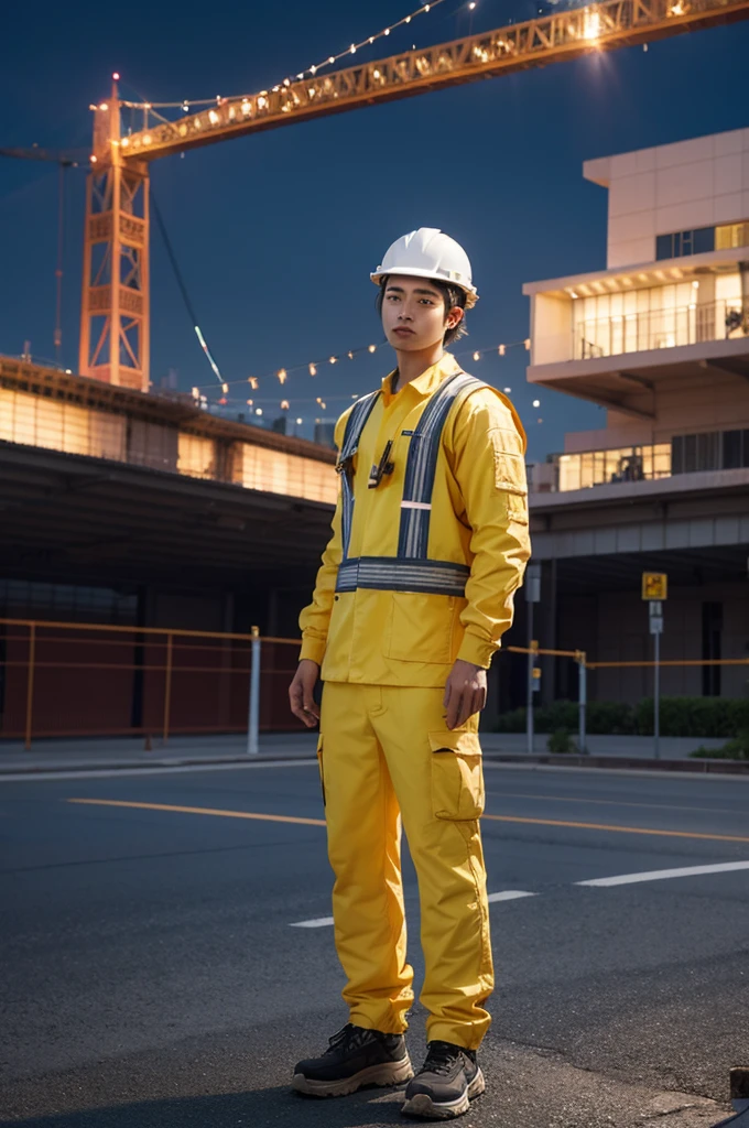 Engineering construction workers 3D gemstone ceramic metal art lightning complete full body high realistic