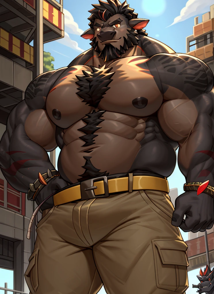 dark skin, Gray skin, Solitary, Looking at the audience, shirt, 1 boy, Male focus, belt, Pants, Chubby, Chubby, Set, Social Clothing,Huge crotch、Big Crotch、Amazing muscular slut(160%)、Crotch swelling、white crotch、nude、Light prairie、Happy Trail、belly button hair、chest hair、Body hair all over the body、White body hair、Strong Man, Solitary, Looking at the audience, summer,Muscle Man,((Bearded)),middle aged,quality,Golden Eyes,Raise your left hand,Rich colors,Very detailed,Refined style,,((Black Dragon)),Positive posture、Slightly fat,Nipple Rings、thick body
