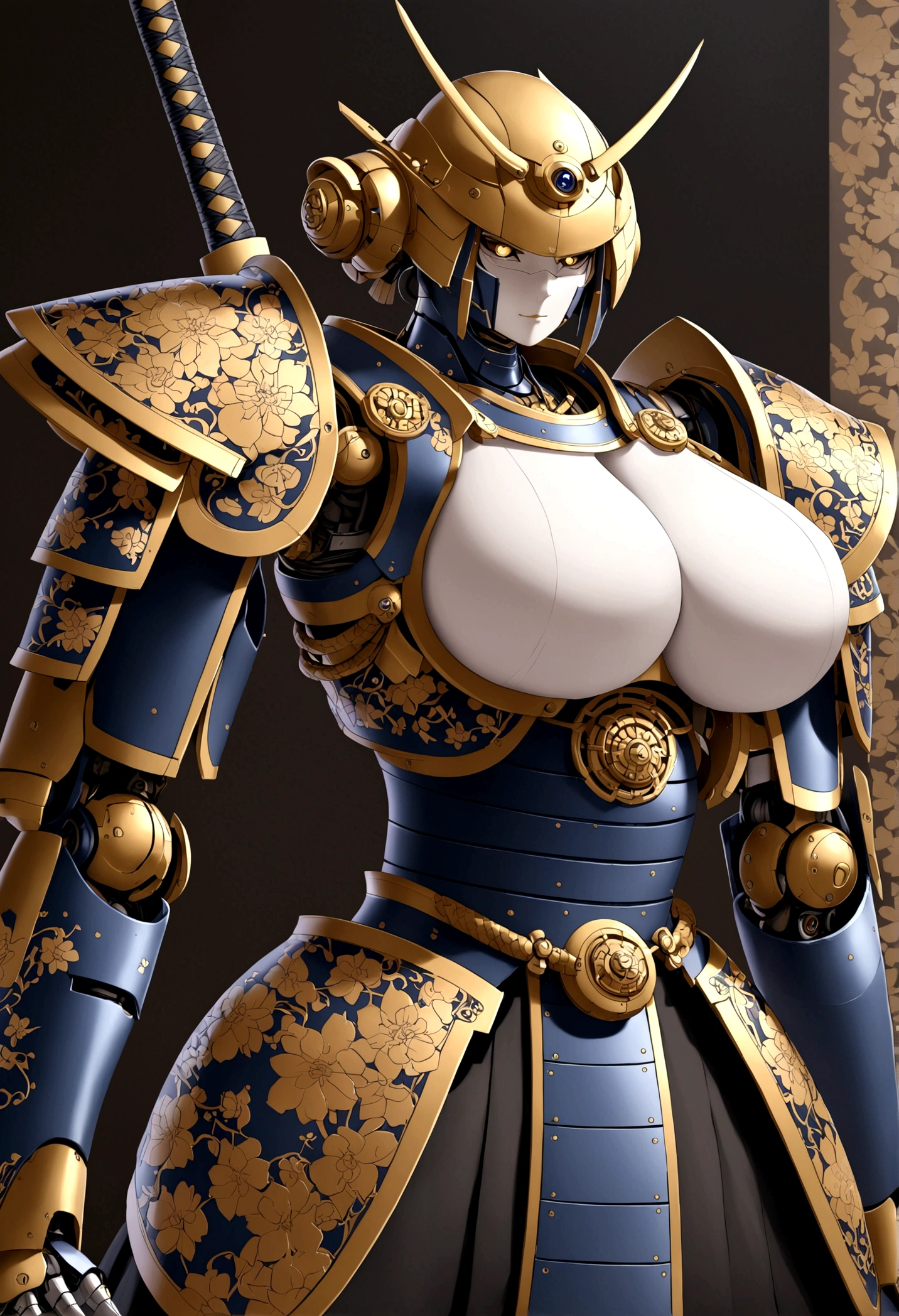 Saber big breasts samurai robot