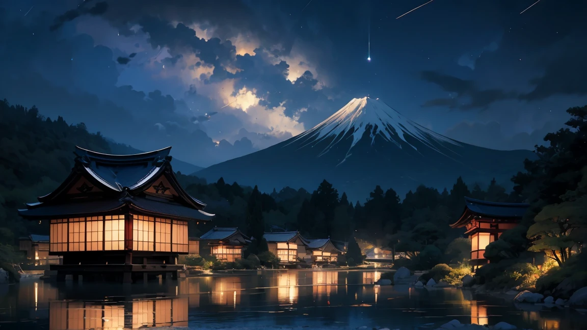 Japan countryside、night、Firefly Light、nostalgic