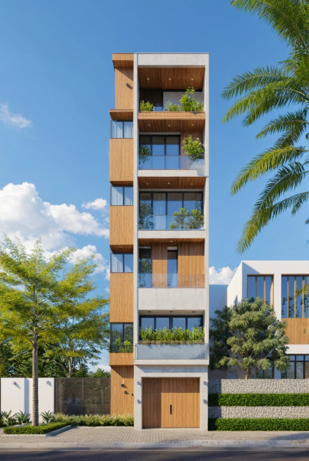 Raw photo,Masterpiece, high quality, best quality, authentic, super detail,
exterior, outdoors, house style modern on the street, glass windows, gate, wooden ceiling,
road,pavement, trees, sky, cloud, (daylight:1.1)