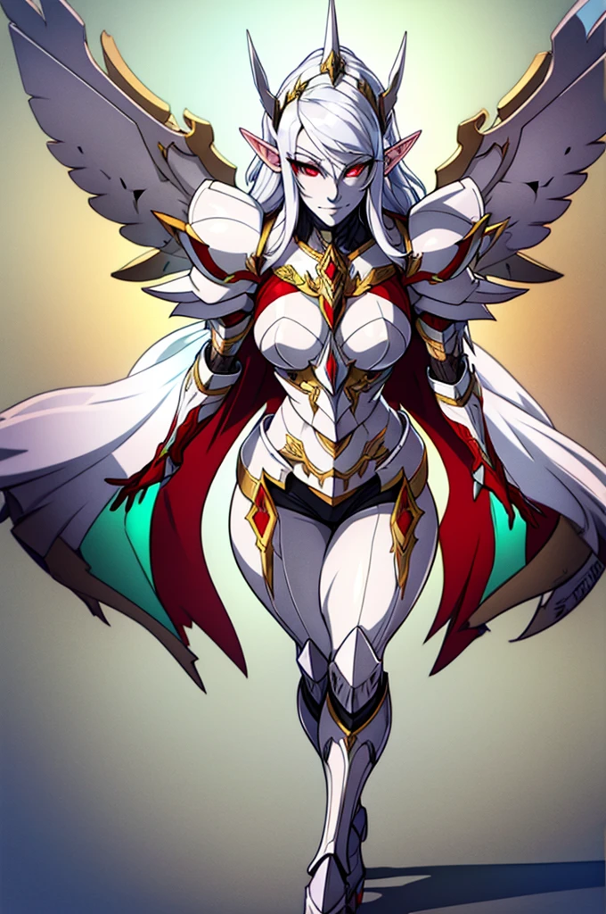 ((Highest quality)), ((masterpiece)), ((Surreal)), Anime Style, 1girl, ((Langrisser)), ((Curvy: 1.2)), cute, ((See-through leotard with cutouts)), ((dress)), Skirt flip, Long white hair, Ahoge, amount, Parted bangs, (Long coat), ((Large Breasts)), ((breastplate)), (Absolute territory black knee socks), ((Gauntlet)), Very beautiful long legs, (between legs), Beautiful Eyes, Perfect Face, Perfect hands, Perfect Fingers,