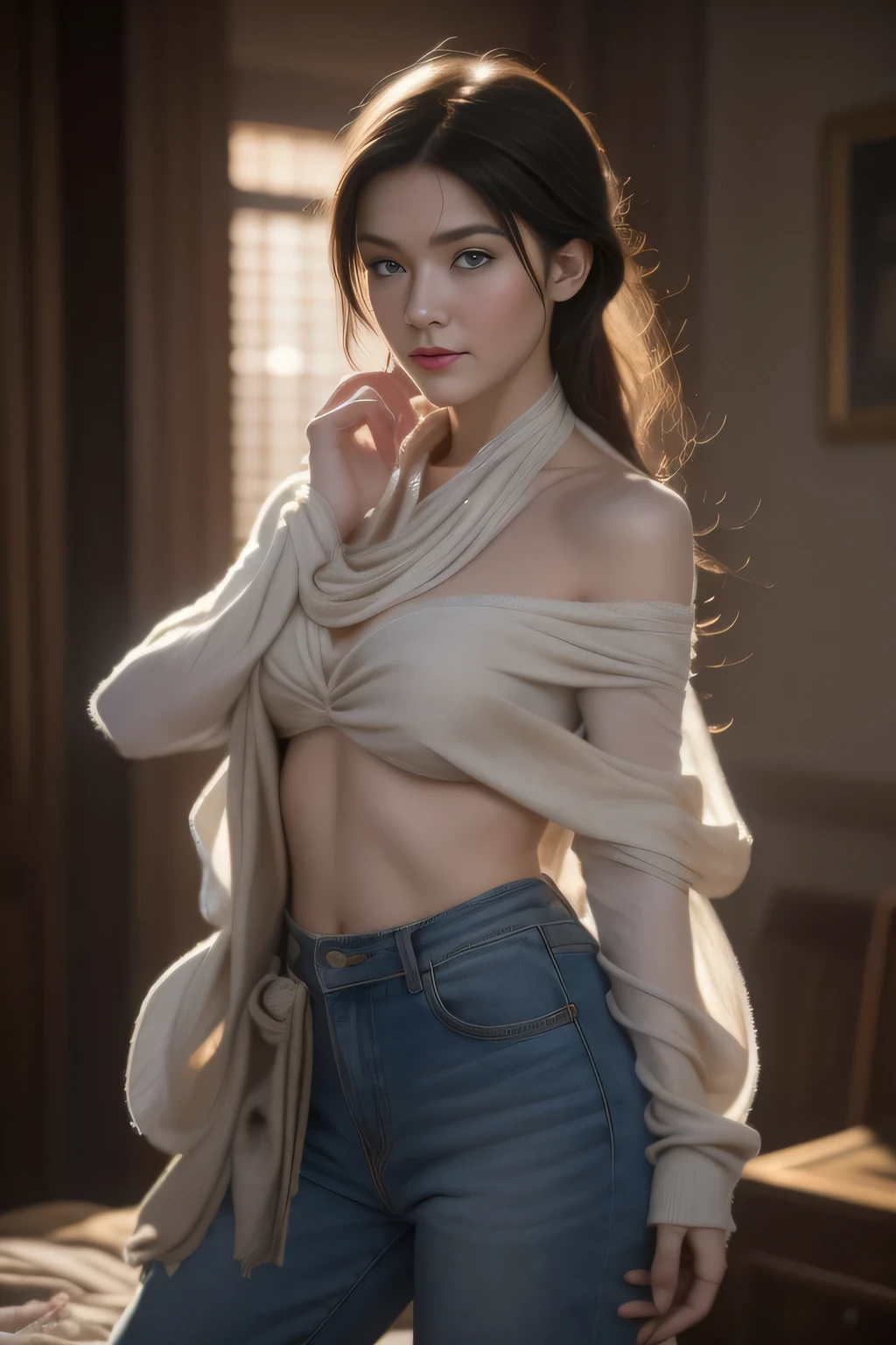 A painting,The woman in the painting wears a scarf around her neck, Craig Mullins Alphonse Mucha, artgerm craig mullins, Beautiful character painting, Lars van Baarle and Louis van Baarle, Artgerm and Atey Ghailan, charlie bowater rich dark, Ross Tran 8k, ( ( Mads Berg ) ), artgerm 和 craig mullins