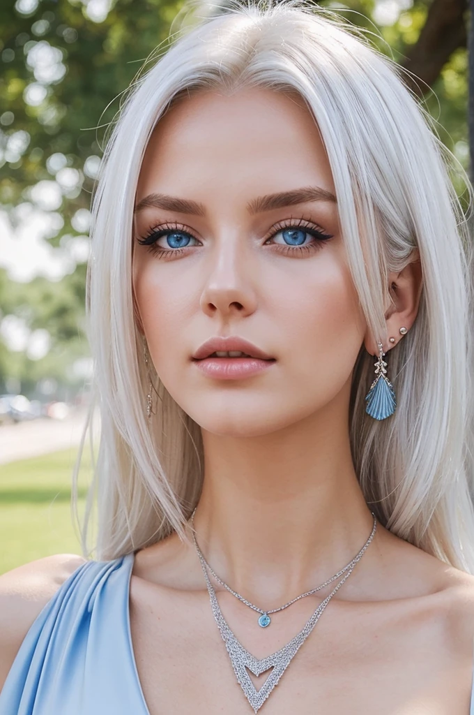 Instagram photo of a russian model girl in blue tranclucent flluffy tight dress. shoulders opened. She should blowing a kiss to a camera. evening park on the background. platinum blonde. White hair. lips half opened. small silver necklace and silver earrings. Live photo in motion. Selfie. White hair falling on shoulders. White hair falling on shoulders. White hair falling on shoulders. White hair falling on shoulders. blue eyes. vogue opened pose. She should blowing a kiss to a camera. soft lights. detailed hairstyle, long hair falling on shoulders, symmetrical. photo from instagram.