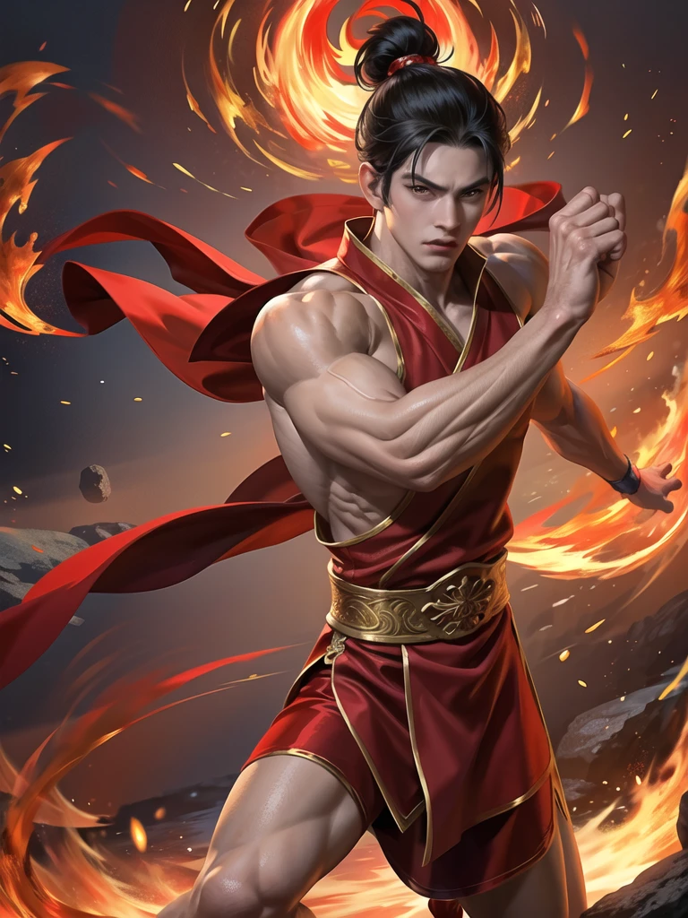 Liu Kang in a ring of fire