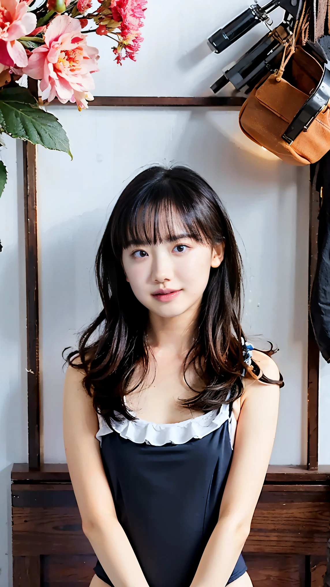 (8K、RAW Photos、Highest quality、masterpiece:1.2)、(Realistic、Realistic)、1 Girl、((School Swimsuit))、skeletally correct