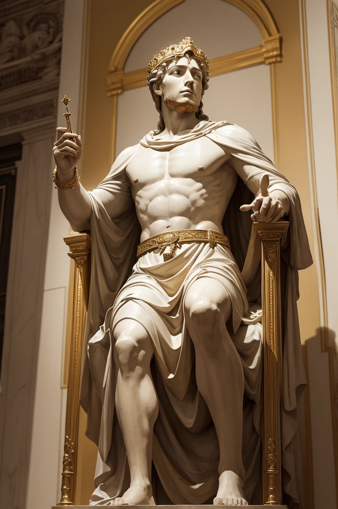 A majestic statue or painting of David as king, representing his lasting legacy as a just and wise leader.
