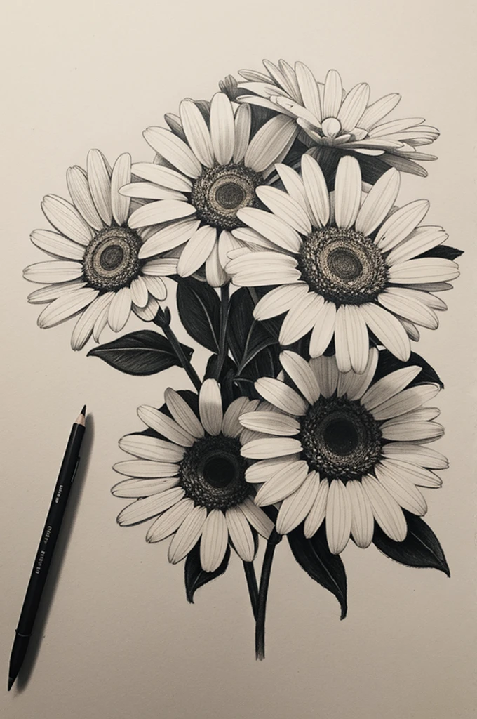 Draw a daisy in pencil
