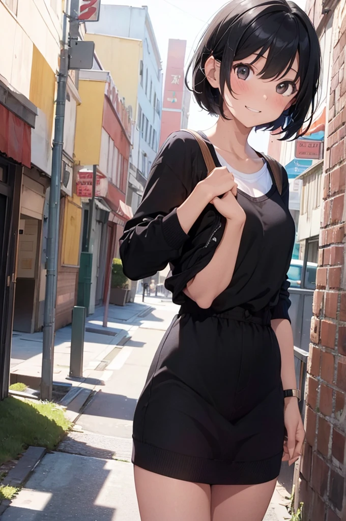 Highest quality,masterpiece,Black Hair,Friendly,Short Hair,One girl,18-year-old,pubic hair,Show me your naked body,Embarrassing,Shy laugh