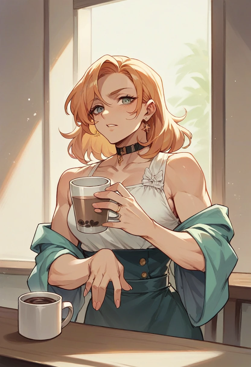 Gold glass inside coffee