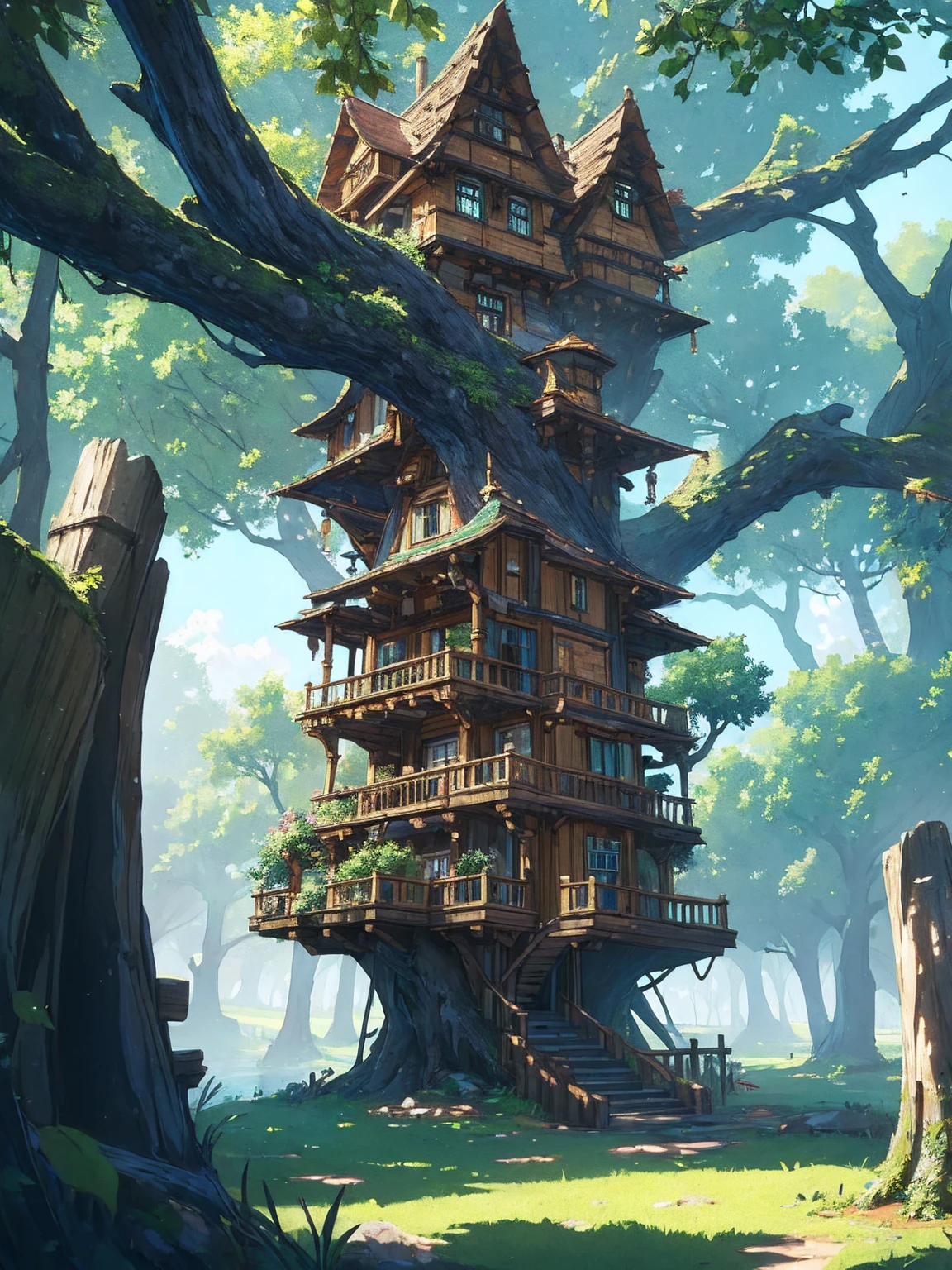 (((Masterpiece))), best quality, ultra-detailed CG unity 8k wallpaper, treehouse