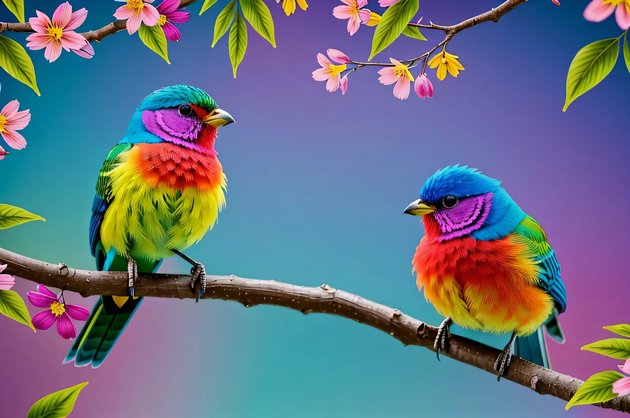 Colorful bird sitting on a branch with leaves and flowers, Color HD pictures, brightly colored bird, Colorful bird, Colorful 8k, 4 k HD Wallpapers very detailed, Beautiful and colorful, HD Wallpapers, Beautiful and colorful, Surreal bird, Color pictures, Colorful 4k, a Surreal bird, The colors are beautiful, HD Wallpapers, Beautiful bright colors