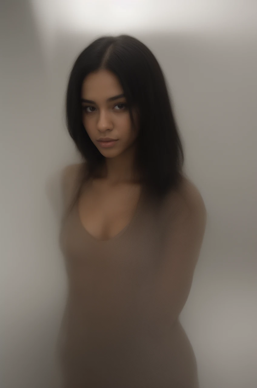 A beautiful young black woman with straight black hair