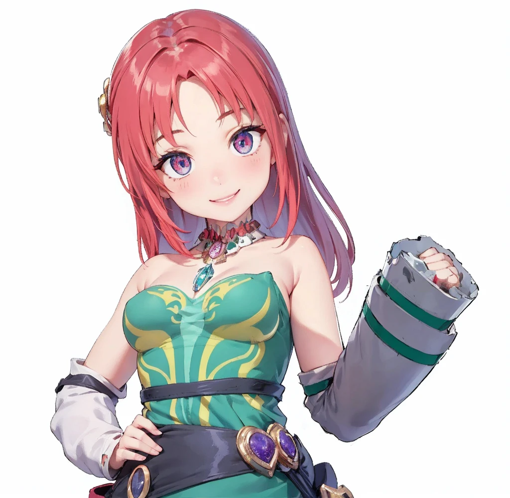 beautiful girl,smile,Blue Eyes,Jewelry on the chest,4K,8K,Highest quality