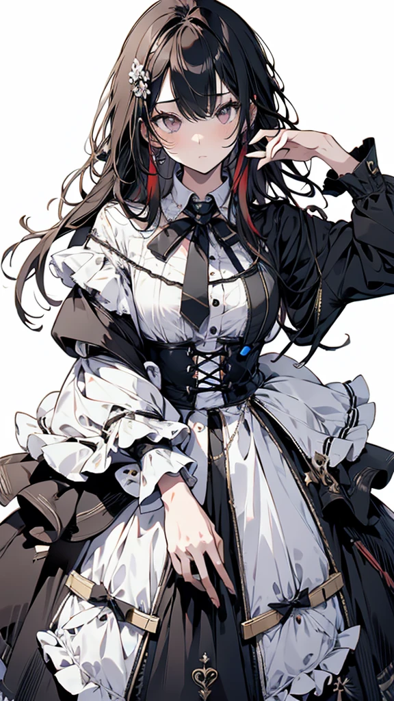 leaning front with hands out in the air,girl from upper view、(masterpiece, highest quality, official art:1.2), (flat color:1.5),looking at the viewer,1 girl,alone, white background, ,(2d:1.5) ,whole body、Masterpiece、Popular on pixiv、Girl、dress、bouquet、sight、disorganized, absolute resolution, incredibly disorganized, High resolution, Looking at this、stare
